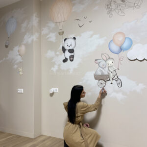 Роспись стены в детской комнате шары воздушные и аэростаты