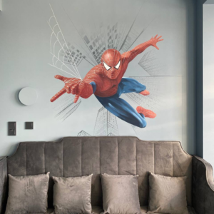 Рисунок на стене человек-паук, роспись стены детской супергерои - человек-паук